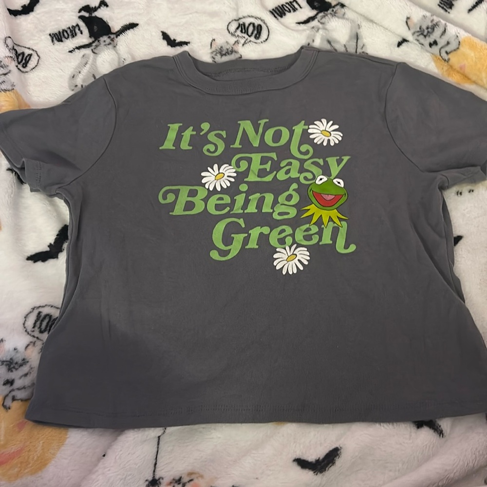 Grey Kermit the Frog crop top, from walmart